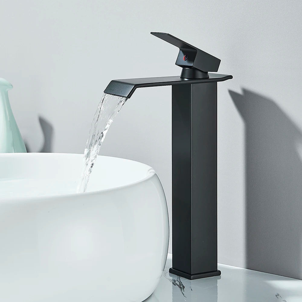 Brushed Golden Basin Faucet Single Level Mixer Tap Hot and Cold Water Mixer Bathroom Sink Faucet Deck Mounted Basin Taps