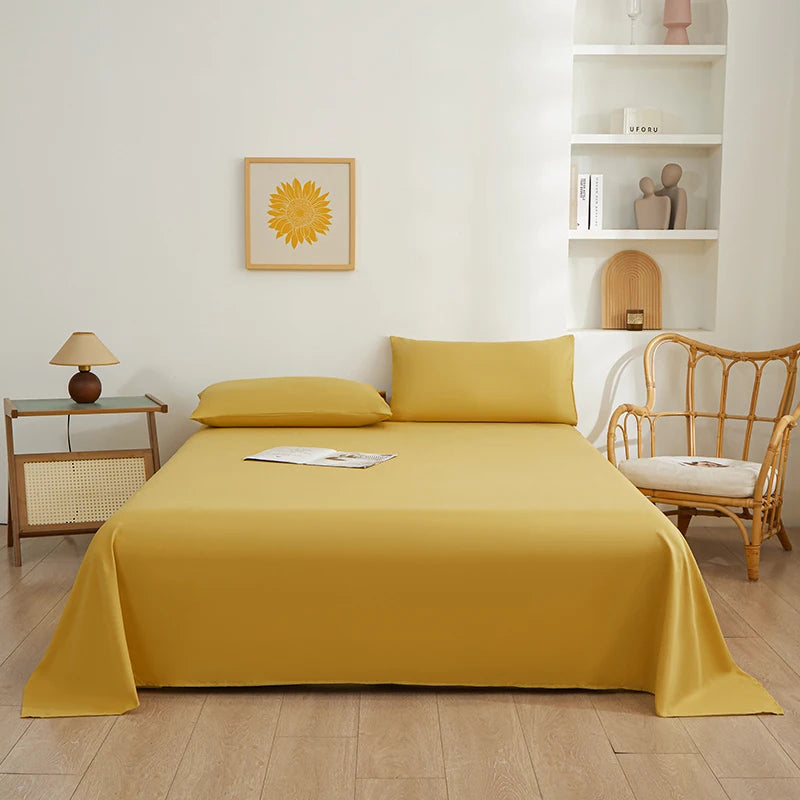 Pure Color Simplicity Bed Sheet Sets Luxury Soft Breathable Bedroom Sheets Hotel Luxury Silky Bedding Sheets with Pillowcases