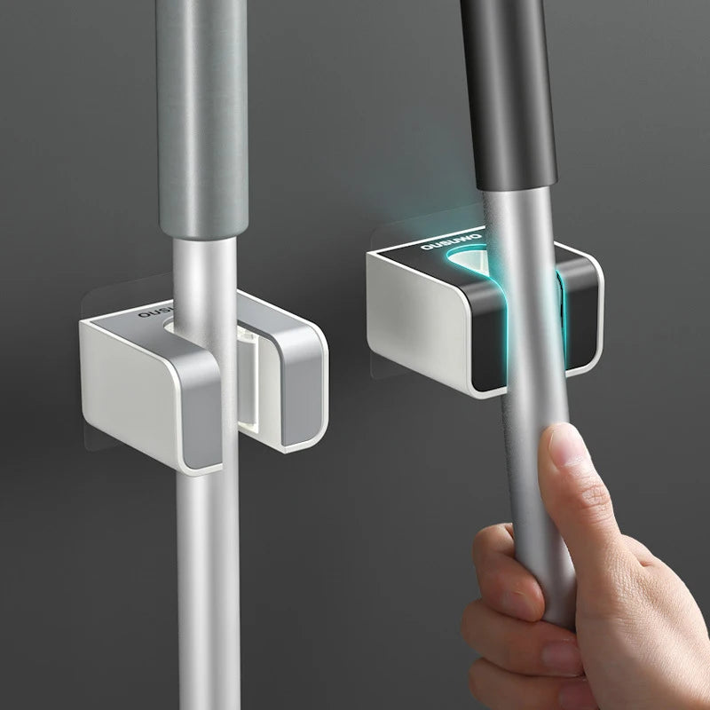 2 Pcs Wall Mounted Mop Holder Bathroom Accessories No Punching Multi-Purpose Kitchen Strong Mop Hanger Broom Holder Mop Racks