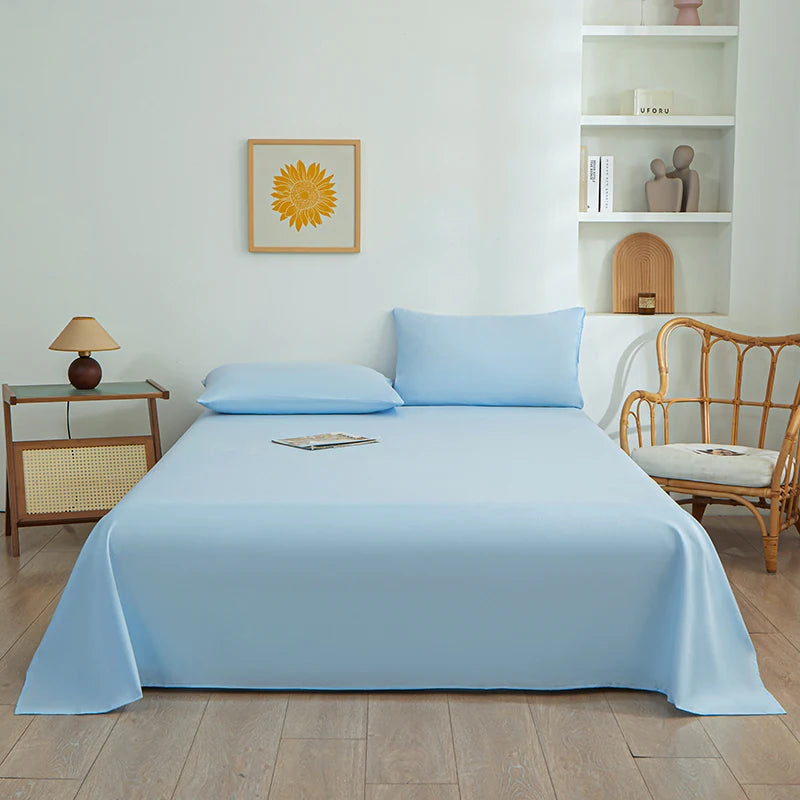 Pure Color Simplicity Bed Sheet Sets Luxury Soft Breathable Bedroom Sheets Hotel Luxury Silky Bedding Sheets with Pillowcases
