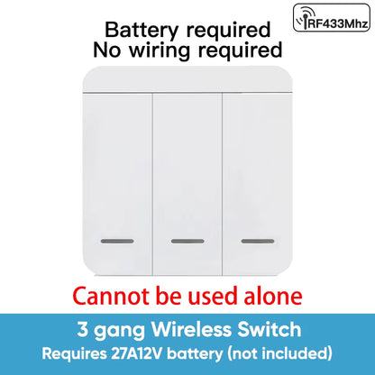 RF433 Relay Receiver,Wireless Light Switch 433Mhz Mini Remote Control,1/2/3Gang Wall Transmitter Switch, Led Lamp Fan Smart