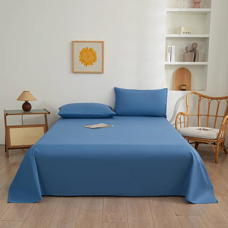 Pure Color Simplicity Bed Sheet Sets Luxury Soft Breathable Bedroom Sheets Hotel Luxury Silky Bedding Sheets with Pillowcases
