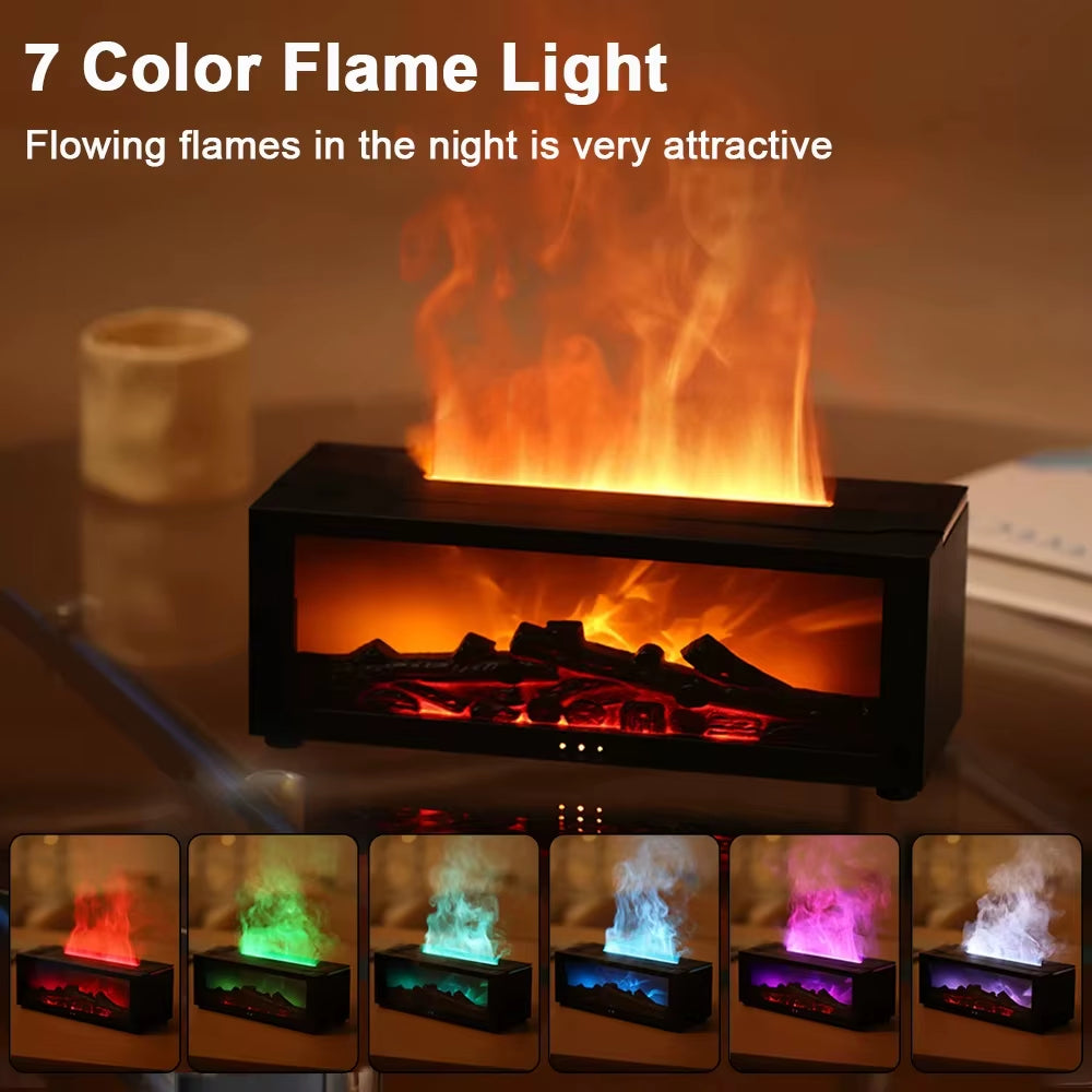 Fire Aroma Diffuser Fire Home Room Fragrance Humidifier with Night Light Diffuser Air Humidifier Essential Oil Diffuser
