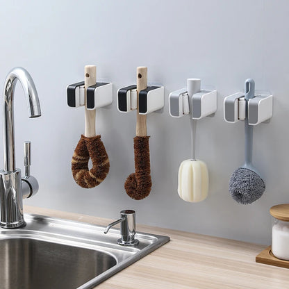 2 Pcs Wall Mounted Mop Holder Bathroom Accessories No Punching Multi-Purpose Kitchen Strong Mop Hanger Broom Holder Mop Racks