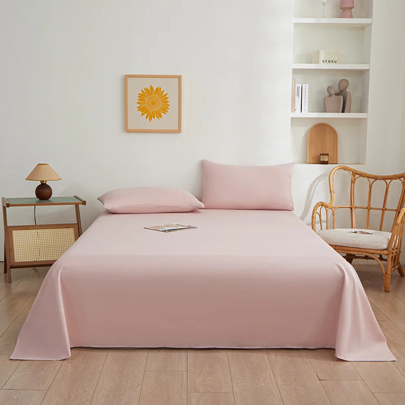 Pure Color Simplicity Bed Sheet Sets Luxury Soft Breathable Bedroom Sheets Hotel Luxury Silky Bedding Sheets with Pillowcases