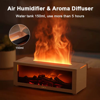 Fire Aroma Diffuser Fire Home Room Fragrance Humidifier with Night Light Diffuser Air Humidifier Essential Oil Diffuser