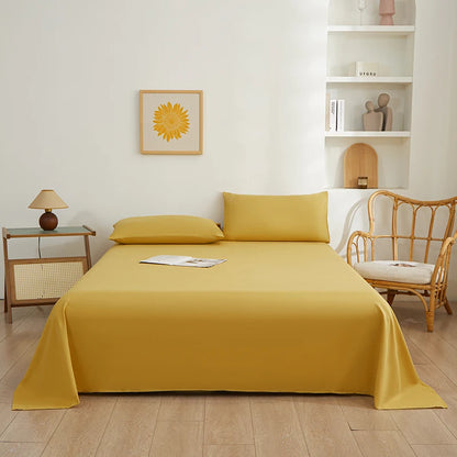 Pure Color Simplicity Bed Sheet Sets Luxury Soft Breathable Bedroom Sheets Hotel Luxury Silky Bedding Sheets with Pillowcases