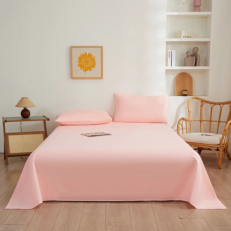 Pure Color Simplicity Bed Sheet Sets Luxury Soft Breathable Bedroom Sheets Hotel Luxury Silky Bedding Sheets with Pillowcases