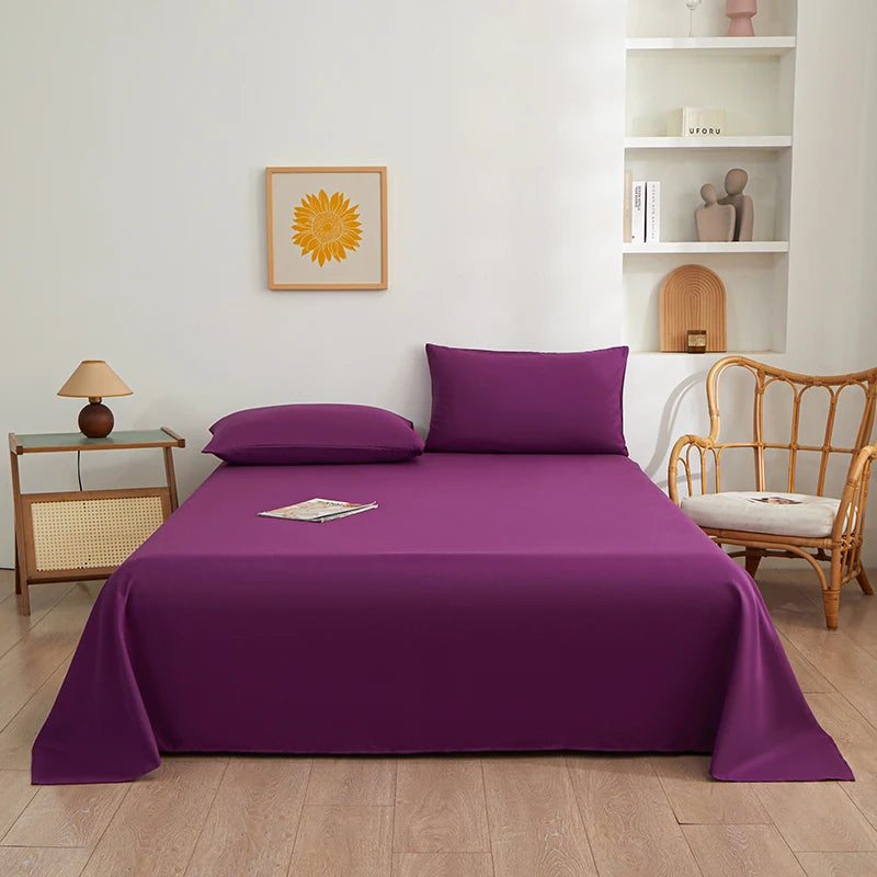 Pure Color Simplicity Bed Sheet Sets Luxury Soft Breathable Bedroom Sheets Hotel Luxury Silky Bedding Sheets with Pillowcases