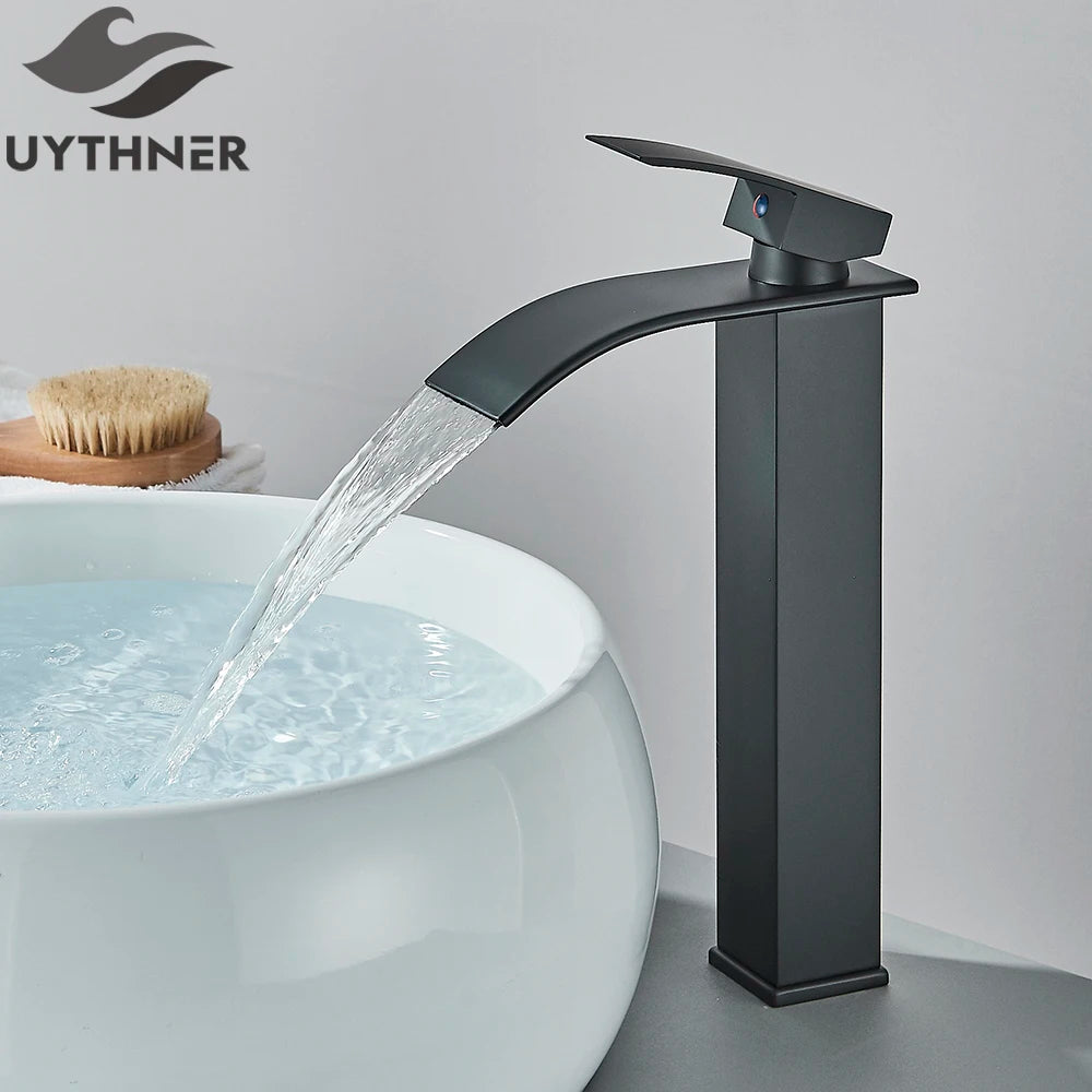 Brushed Golden Basin Faucet Single Level Mixer Tap Hot and Cold Water Mixer Bathroom Sink Faucet Deck Mounted Basin Taps