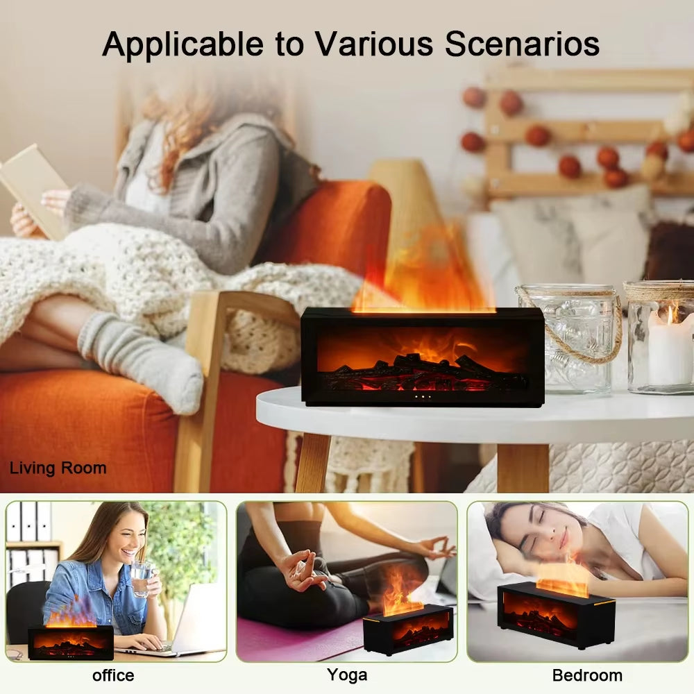 Fire Aroma Diffuser Fire Home Room Fragrance Humidifier with Night Light Diffuser Air Humidifier Essential Oil Diffuser