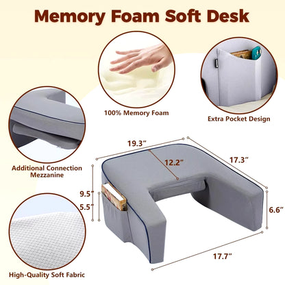 Reading Pillow for Bed, Gaming Pillow for Lap, Petite Adults, Teens Arm Rest Pillow, Memory Foam Lap Desk Pillow for Reading, Wo