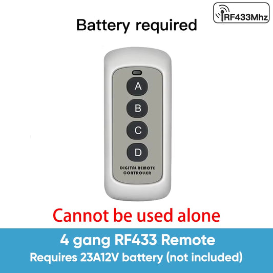 RF433 Relay Receiver,Wireless Light Switch 433Mhz Mini Remote Control,1/2/3Gang Wall Transmitter Switch, Led Lamp Fan Smart