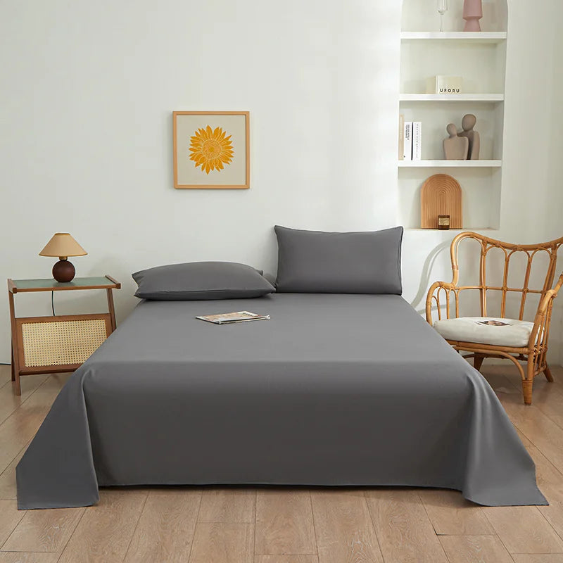 Pure Color Simplicity Bed Sheet Sets Luxury Soft Breathable Bedroom Sheets Hotel Luxury Silky Bedding Sheets with Pillowcases